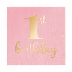 Serwetki RÓŻOWE na ROCZEK papierowe 33x33cm 10szt