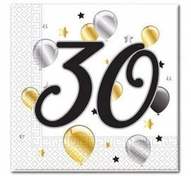 Serwetki Balloons - 30 na urodziny 33x33cm 20szt