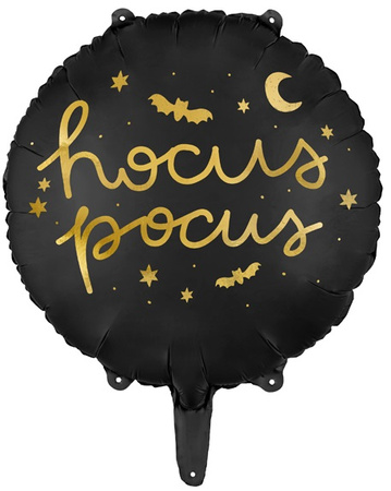 Balon foliowy Czarny Złoty Hocus Pocus Dekoracja na Urodziny Halloween 45cm