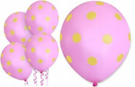 Balony RÓŻOWE W ŻÓŁTE GROCHY na Urodziny 30cm 5szt