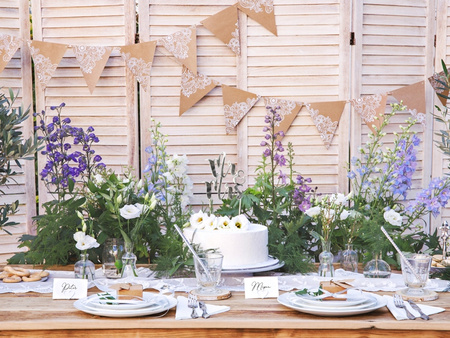 Baner Girlanda Flagietki Kraft Ozdoba na Ślub Urodziny Komunię Wesele 210cm