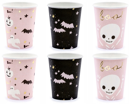 Kubeczki Boo! Nietoperze papierowe Dekoracje na urodziny Halloween 6szt