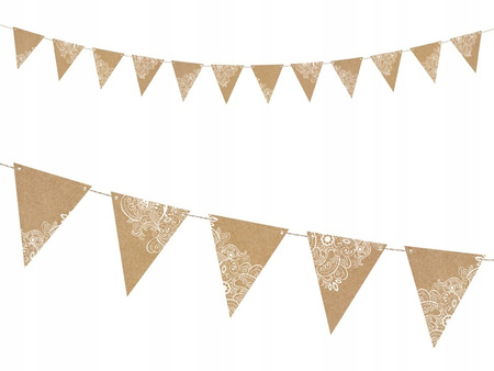 Baner Girlanda Flagietki Kraft Ozdoba na Ślub Urodziny Komunię Wesele 210cm