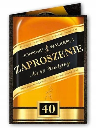 Zaproszenia na 40 urodziny JOHNNIE + koperty 10szt