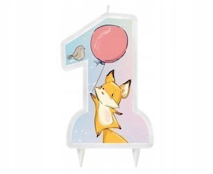 DUŻA Świeczka 1 Kolekcja LISEK tort JEDYNKA 13cm