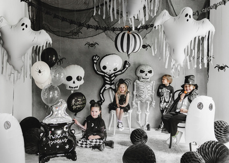 Duży Balon foliowy Szkielet Czarny Ozdoba Dekoracja na Halloween 84x100cm