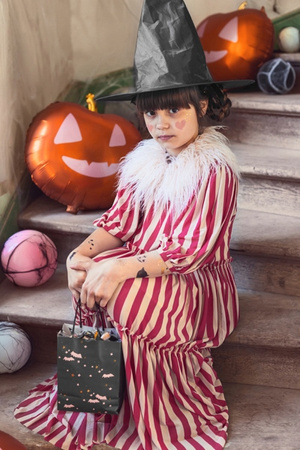 Torebka Czarna Nietoperze na Prezenty Ozdobna Urodziny Halloween 14x18x8cm