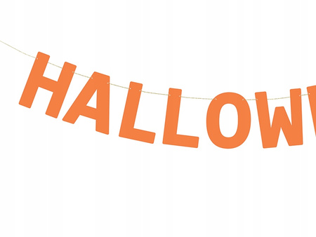 Duży Baner HALLOWEEN Pomarańczowy Napis Girlanda Ozdoba Dekoracja 14x250cm