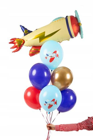 Balony SAMOLOT na URODZINY błękitny 5szt 36cm