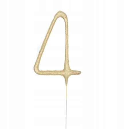 Zimne ognie sztuczne ZŁOTA CYFRA 4 urodziny tort