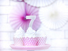 Świeczka Srebrna Brokatowa na 7 urodziny tort 7cm