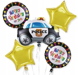 Zestaw balony foliowe POLICJA urodziny roczek 5szt