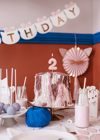 Duża Świeczka na piku Jasna Różowa cyfra 2 na urodziny jubileusz tort 5,5cm