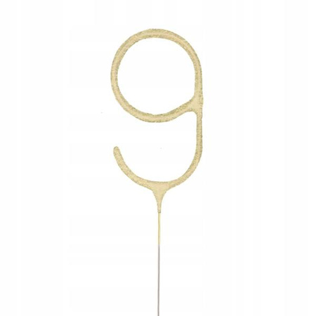 Zimne ognie sztuczne ZŁOTA CYFRA 9 urodziny tort