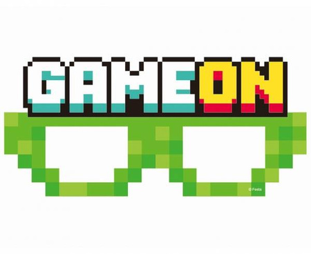 Maski imprezowe GAME ON PIKSELE 6szt na urodziny