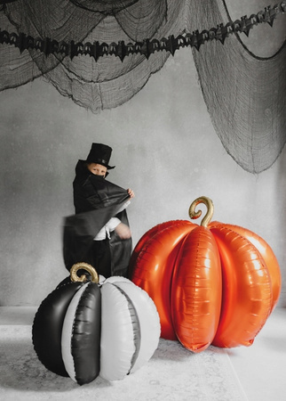 Balon Stojący foliowy Dynia 3D Czarno Kremowy Dekoracja na Halloween 58cm