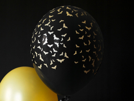 Duże Balony Czarne Nietoperze Złote Ozdoby Dekoracje na Halloween 6szt 36cm
