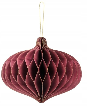 Zawieszka Owal Bordowa Bombka wisząca Papierowa honeycomb na Choinkę 18x15