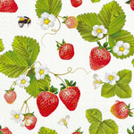 Serwetki Truskawki Strawberries with bees na Urodziny Roczek 33cm 20szt