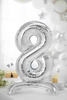 Stojący balon folia Cyfra 8 SREBRNY 90cm urodziny
