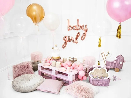 DUŻY Balon foliowy Różowe Złoto BABY na Urodziny Baby Shower Roczek 73x75cm
