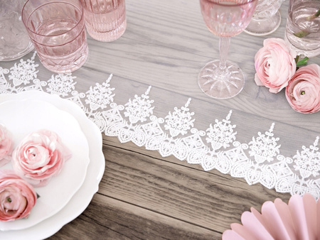 Bieżnik Koronka Złamana Biel na Stół Wesele Ślub Komunię Chrzest 0,45x9m