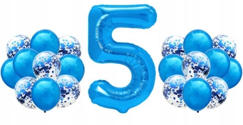 Zestaw CIEMNY NIEBIESKI na 5 URODZINY 100cm balony