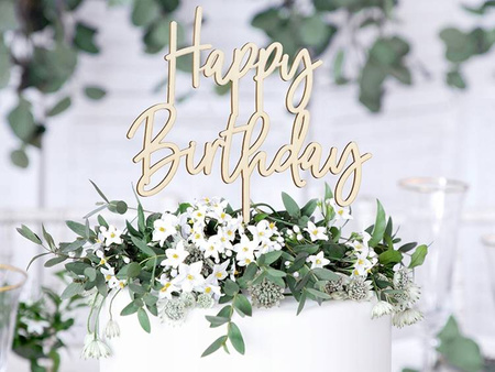 TOPPER drewniany HAPPY BIRTHDAY na urodziny TORT