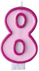 Świeczka Różowa na 8 urodziny tort cyferka 7cm