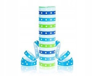 Serpentyna papierowa w GROSZKI i paski NIEBIESKIE