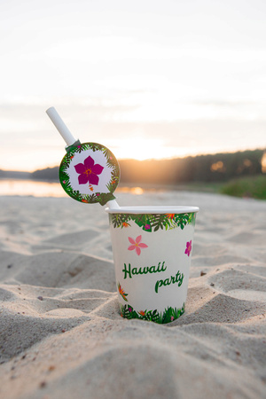 Kubeczki papierowe Hawaii Party Hawajskie na urodziny roczek przyjęcie 6szt