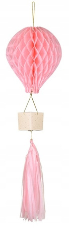 Duża Dekoracja bibułowa Balon honeycomb Różowy na Baby Shower Roczek 90cm