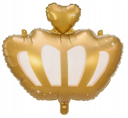 Duży Balon foliowy Złota Korona z Sercem na urodziny roczek party 52x42cm