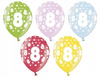 Balony ÓSEMKA 36cm na 8 urodziny 5szt mix kolorów