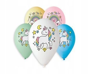 Balony Jednorożec i Tęcza 33cm na urodziny 5szt