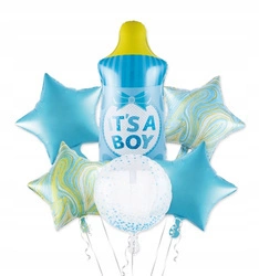 ZESTAW balonów BABY SHOWER dla chłopca BUTELKA