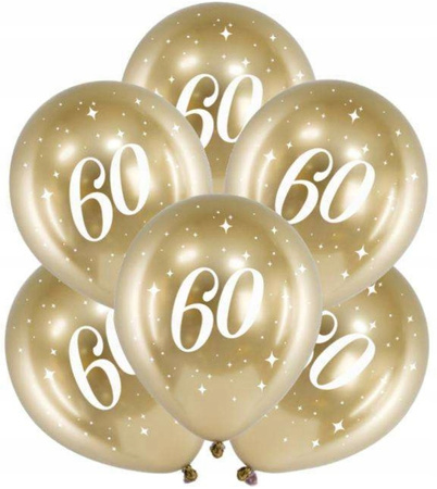 DUŻE Balony ZŁOTE chromowane GLOSSY BIAŁE 60 na urodziny jubileusz 30cm 6sz