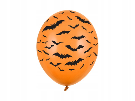 Duże Balony Pomarańczowe Czarne Nietoperze Dekoracje na Halloween 6szt 36cm