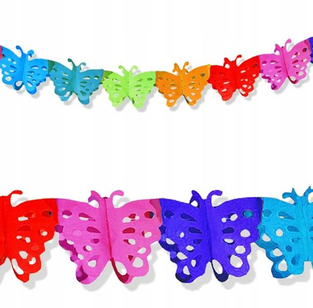 Girlanda kolorowe MOTYLKI na urodziny chrzest 360c