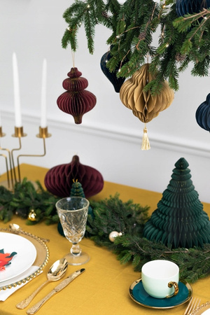 Zawieszka Kropelka Beżowa Bombka ozdoba Papierowa honeycomb na Choinkę 12cm