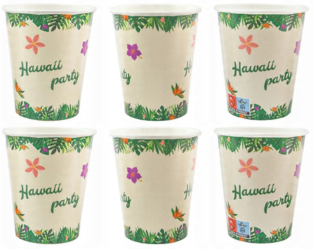 Kubeczki papierowe Hawaii Party Hawajskie na urodziny roczek przyjęcie 6szt
