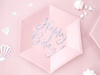 Talerzyki HAPPY B'DAY Pudrowy RÓŻ na urodziny 20cm