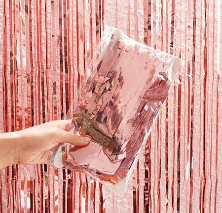 Kurtyna DUŻA ślub ROSE GOLD RÓŻOWE ZŁOTO 100x200cm