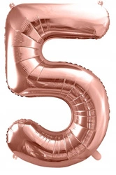 Balon RÓŻOWE ZŁOTO foliowy CYFRA 5 na urodziny jubileusz ROSE GOLD 100cm