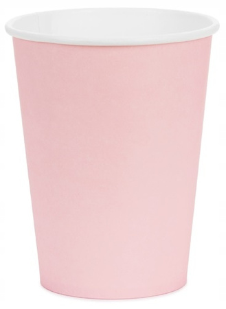 Kubeczki Papierowe Różowe na Urodziny Roczek Komunię Light Pink 250ml 6szt