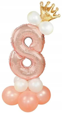 Zestaw ROSE GOLD na 8 urodziny RÓŻOWE ZŁOTO balony