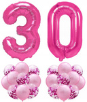 Zestaw RÓŻOWY na 30 URODZINY 100cm balony konfetti