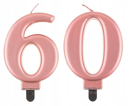 Świeczka ROSE GOLD na 60 urodziny RÓŻOWE ZŁOTO