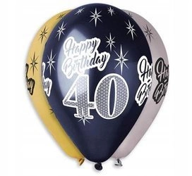 Balony Premium HAPPY BIRTHDAY 40 na urodziny 6szt.