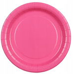 Talerzyki Papierowe Ciemne Różowe na Urodziny Roczek Komunię Ślub 18cm 6szt